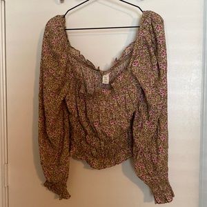 H&M floral  smocked top